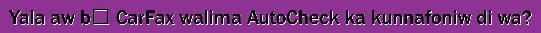 Yala aw bɛ CarFax walima AutoCheck ka kunnafoniw di wa?