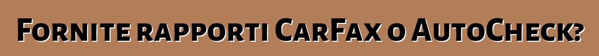 Fornite rapporti CarFax o AutoCheck?