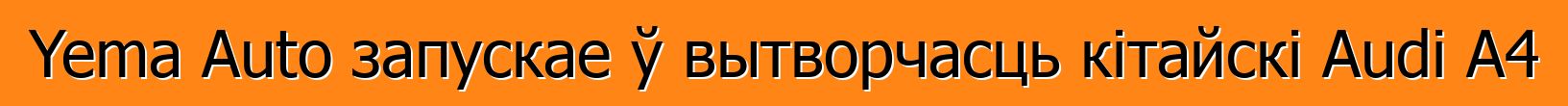 Yema Auto запускае ў вытворчасць кітайскі Audi A4