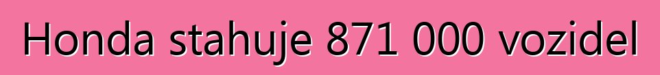 Honda stahuje 871 000 vozidel