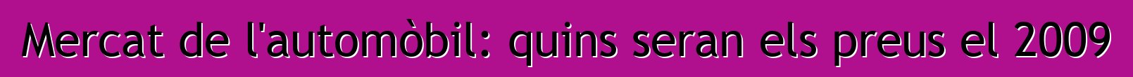 Mercat de l'automòbil: quins seran els preus el 2009