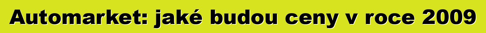 Automarket: jaké budou ceny v roce 2009