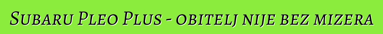 Subaru Pleo Plus - obitelj nije bez mizera