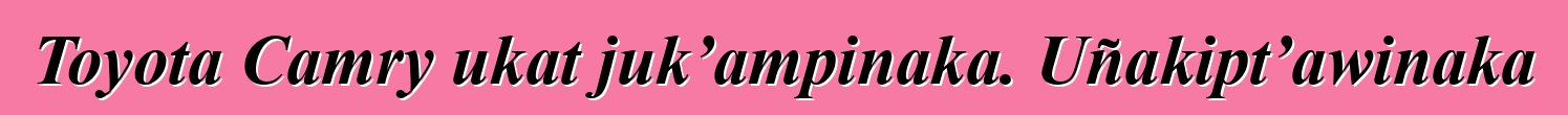 Toyota Camry ukat juk’ampinaka. Uñakipt’awinaka