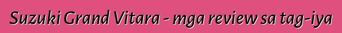 Suzuki Grand Vitara - mga review sa tag-iya