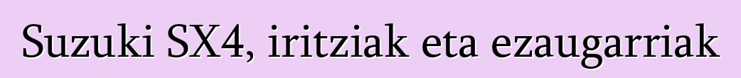 Suzuki SX4, iritziak eta ezaugarriak