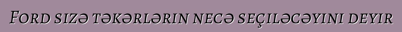 Ford sizə təkərlərin necə seçiləcəyini deyir