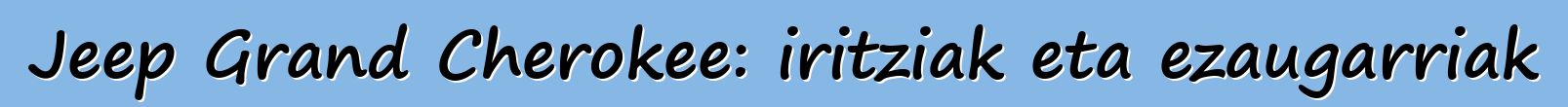 Jeep Grand Cherokee: iritziak eta ezaugarriak