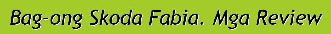 Bag-ong Skoda Fabia. Mga Review