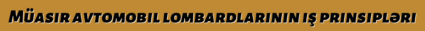 Müasir avtomobil lombardlarının iş prinsipləri