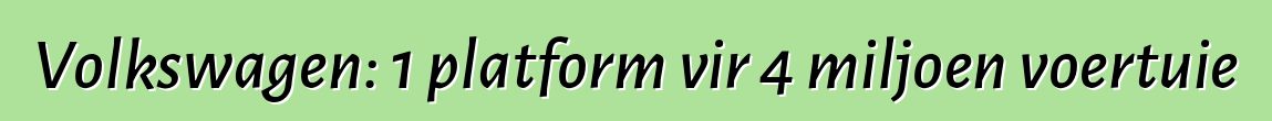 Volkswagen: 1 platform vir 4 miljoen voertuie