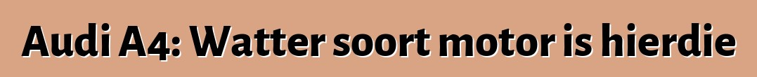 Audi A4: Watter soort motor is hierdie