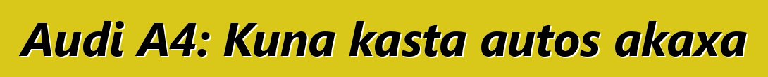 Audi A4: Kuna kasta autos akaxa