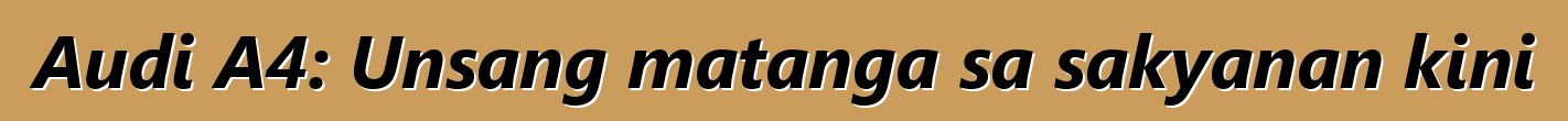 Audi A4: Unsang matanga sa sakyanan kini