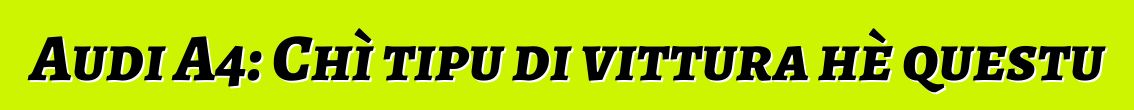Audi A4: Chì tipu di vittura hè questu