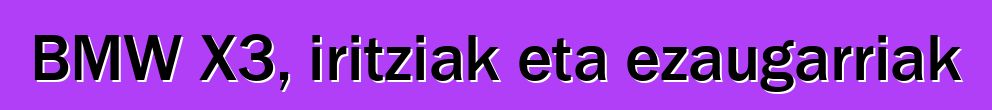 BMW X3, iritziak eta ezaugarriak