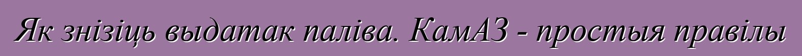 Як знізіць выдатак паліва. КамАЗ - простыя правілы