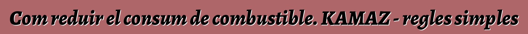Com reduir el consum de combustible. KAMAZ - regles simples