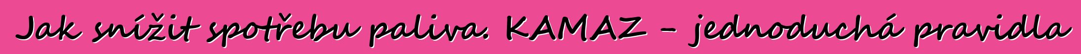 Jak snížit spotřebu paliva. KAMAZ - jednoduchá pravidla