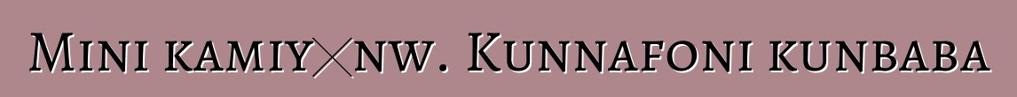 Mini kamiyɔnw. Kunnafoni kunbaba