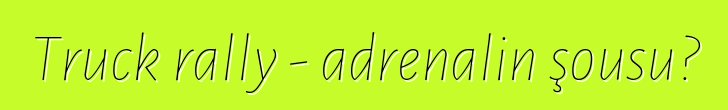 Truck rally - adrenalin şousu?