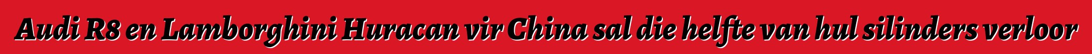 Audi R8 en Lamborghini Huracan vir China sal die helfte van hul silinders verloor