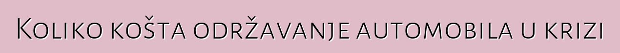 Koliko košta održavanje automobila u krizi