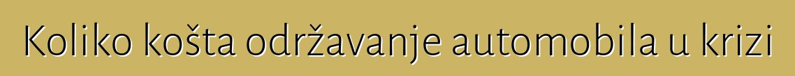 Koliko košta održavanje automobila u krizi