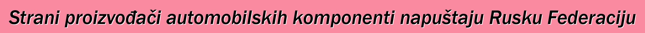 Strani proizvođači automobilskih komponenti napuštaju Rusku Federaciju
