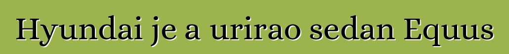 Hyundai je ažurirao sedan Equus