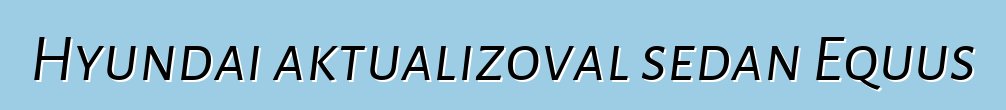 Hyundai aktualizoval sedan Equus