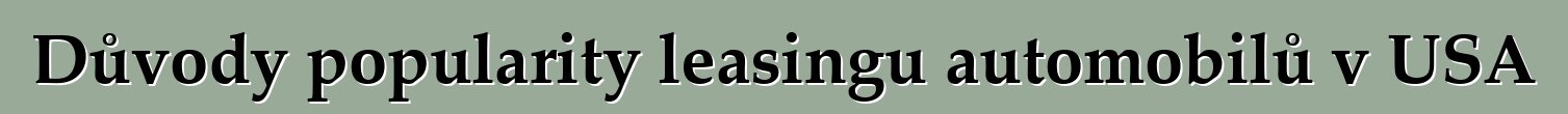 Důvody popularity leasingu automobilů v USA