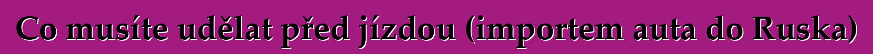 Co musíte udělat před jízdou (importem auta do Ruska)
