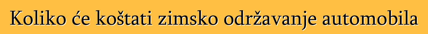 Koliko će koštati zimsko održavanje automobila