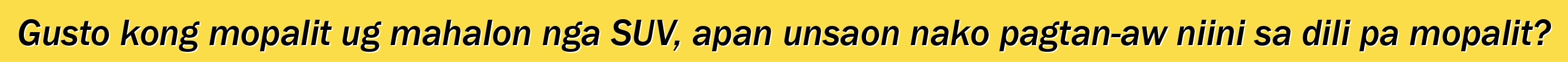 Gusto kong mopalit ug mahalon nga SUV, apan unsaon nako pagtan-aw niini sa dili pa mopalit?