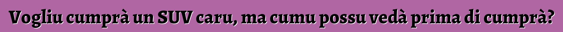 Vogliu cumprà un SUV caru, ma cumu possu vedà prima di cumprà?