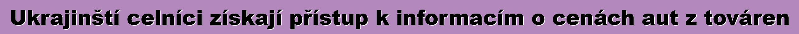 Ukrajinští celníci získají přístup k informacím o cenách aut z továren