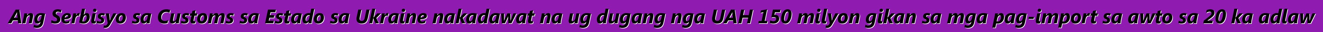 Ang Serbisyo sa Customs sa Estado sa Ukraine nakadawat na ug dugang nga UAH 150 milyon gikan sa mga pag-import sa awto sa 20 ka adlaw