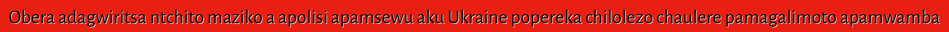 Obera adagwiritsa ntchito maziko a apolisi apamsewu aku Ukraine popereka chilolezo chaulere pamagalimoto apamwamba