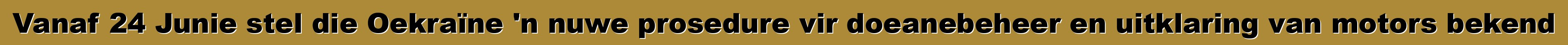 Vanaf 24 Junie stel die Oekraïne 'n nuwe prosedure vir doeanebeheer en uitklaring van motors bekend