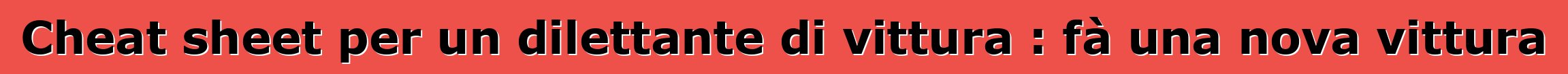 Cheat sheet per un dilettante di vittura : fà una nova vittura