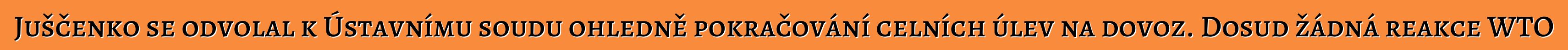 Juščenko se odvolal k Ústavnímu soudu ohledně pokračování celních úlev na dovoz. Dosud žádná reakce WTO