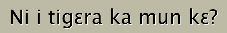 Ni i tigɛra ka mun kɛ?