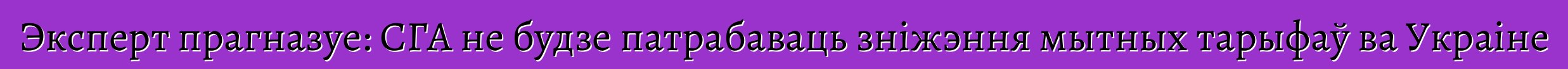 Эксперт прагназуе: СГА не будзе патрабаваць зніжэння мытных тарыфаў ва Украіне