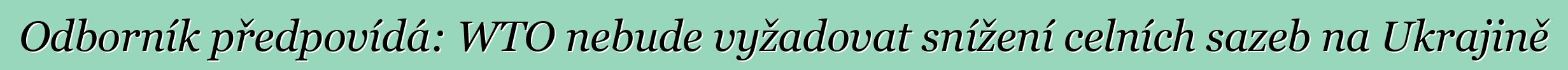 Odborník předpovídá: WTO nebude vyžadovat snížení celních sazeb na Ukrajině