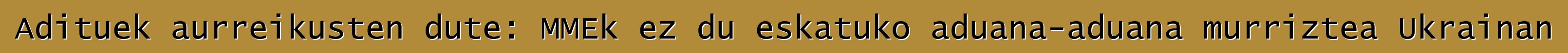 Adituek aurreikusten dute: MMEk ez du eskatuko aduana-aduana murriztea Ukrainan