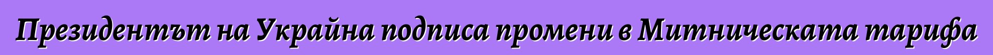 Президентът на Украйна подписа промени в Митническата тарифа