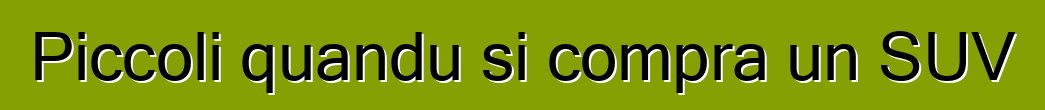 Piccoli quandu si compra un SUV