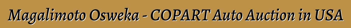 Magalimoto Osweka - COPART Auto Auction in USA