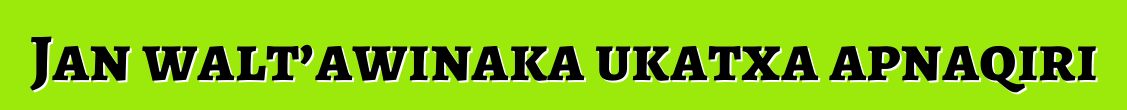 Jan walt’awinaka ukatxa apnaqiri